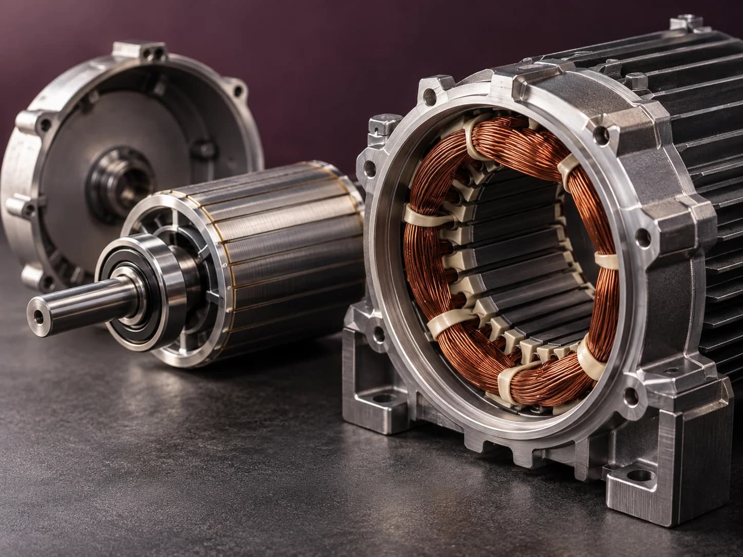 Close-up illustration of an electrical motor and copper windings